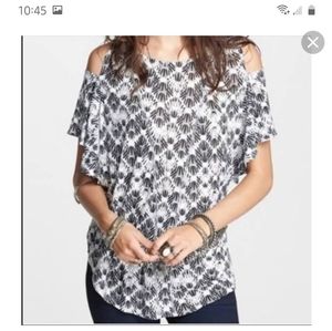 We The Free printed cold shoulder top